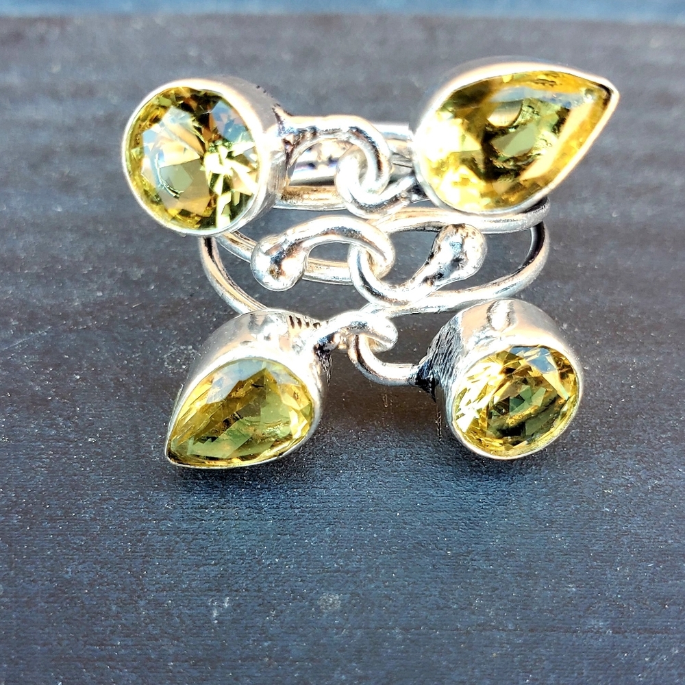 New Twisted Citrine Silver Ring.